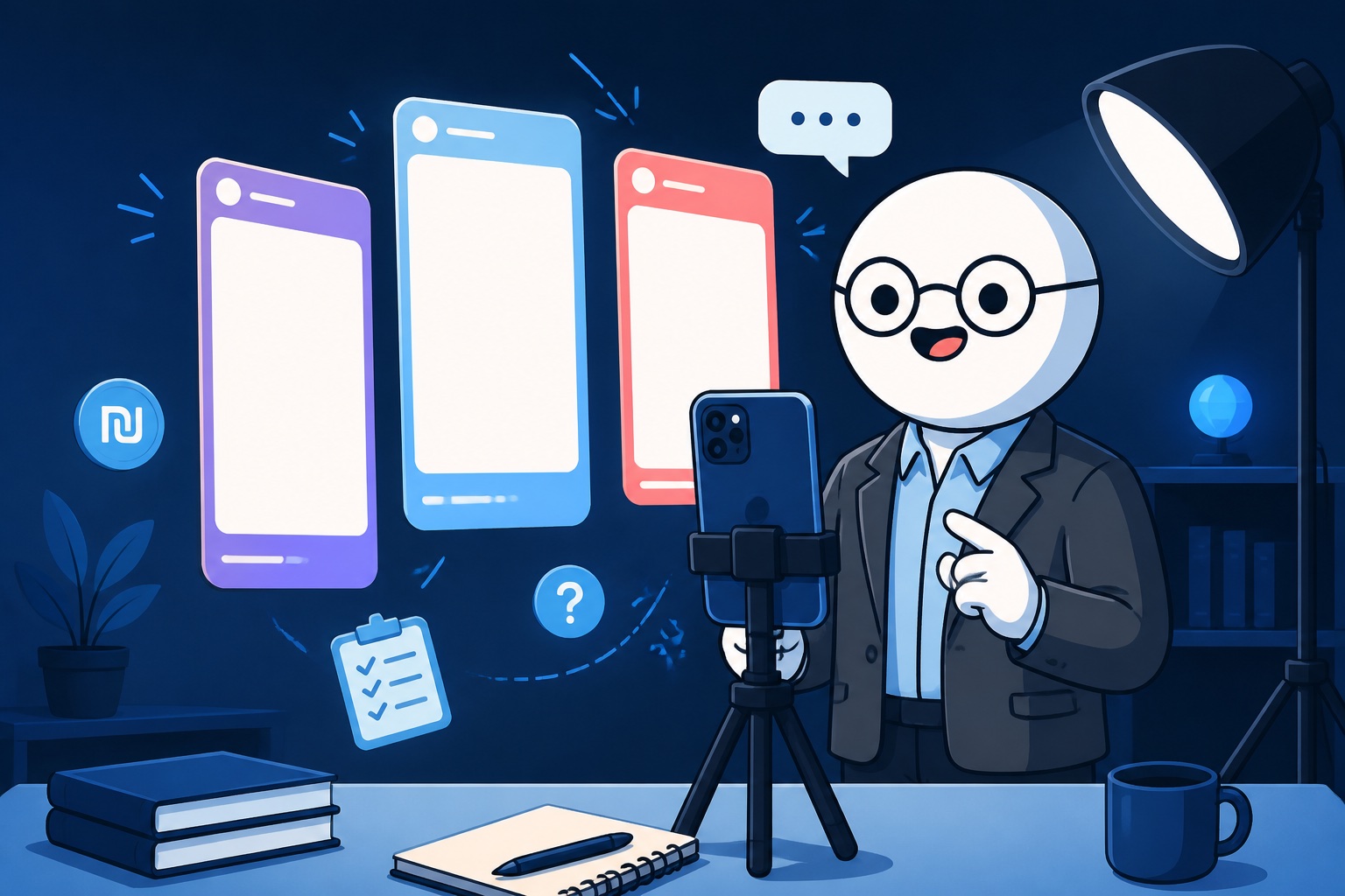 ביזו יוצר רילס ופוסטים בסטודיו תוכן מאויר
